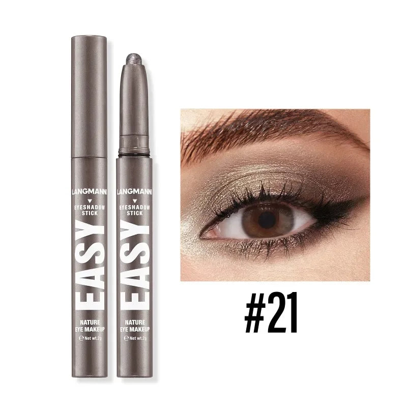 Smoky Dark Black Eyeshadow Pencil Stick Waterproof Pearlescent Matte Metallic Glitter Eye Shadow Highlighter Pen Make Up Tool Qme 21