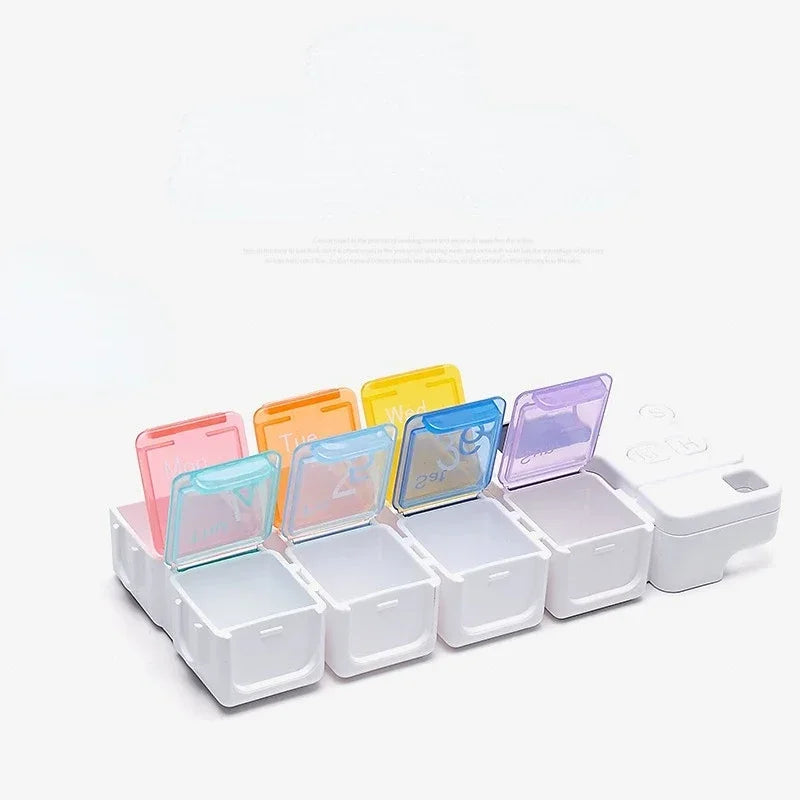 Automatic Light Pill Dispenser - Provides A Weekly Timer with Vibration and LED Reminders for The Elderly Qme