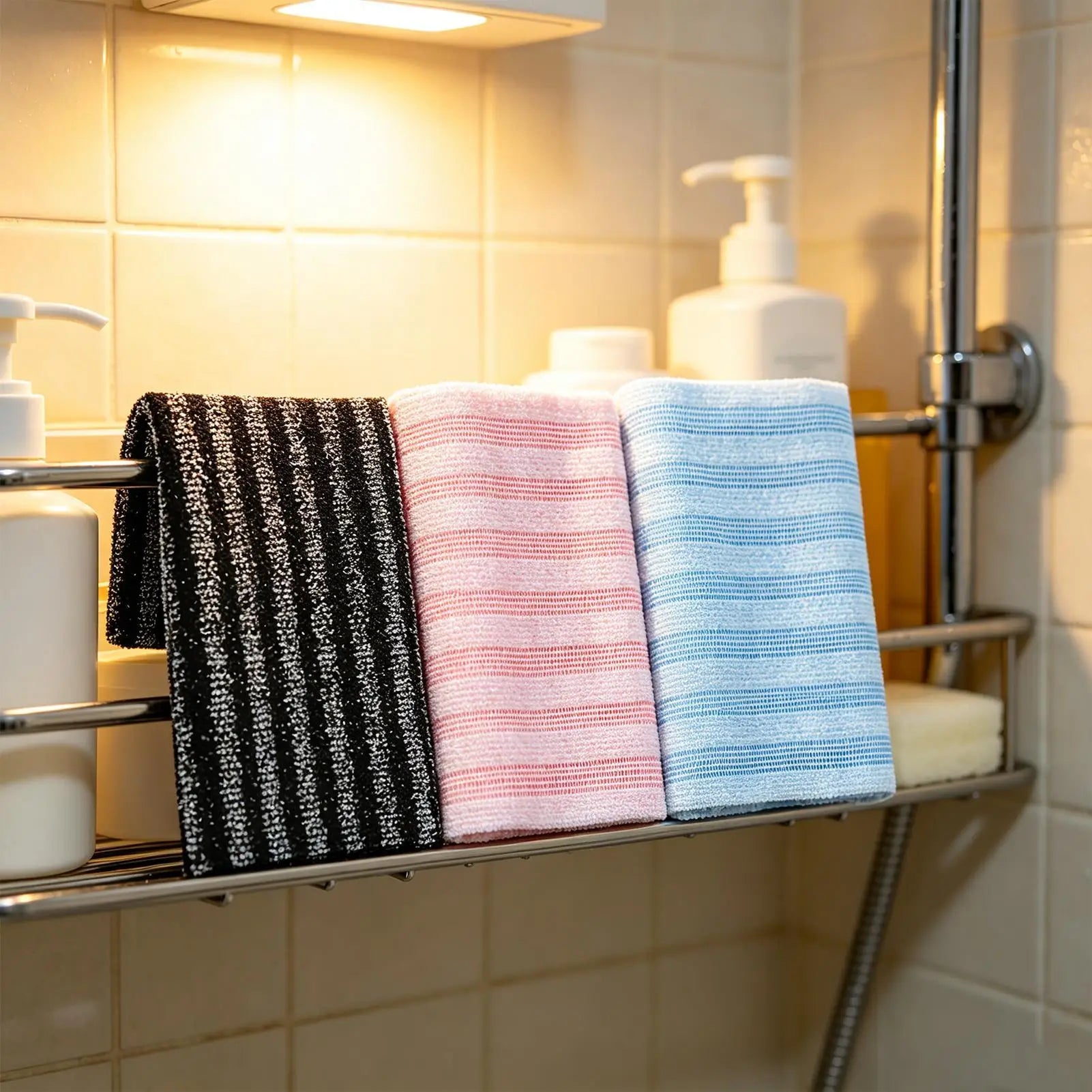Bath Towels Large 3 100x25cm Double-sided Washcloths Bathroom Back Qme