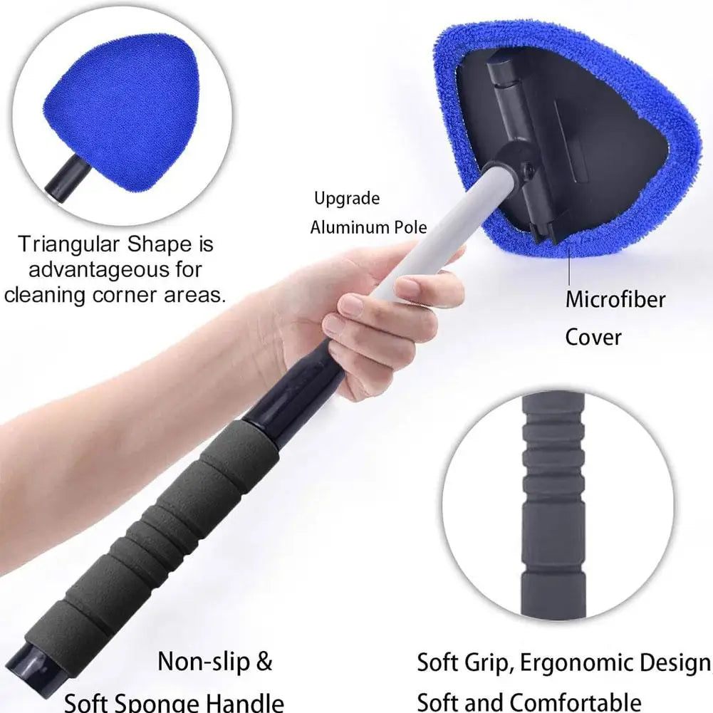 Car Windshield Cleaner Tool Bonnet Microfiber Cloth Inside Cleaning Qme