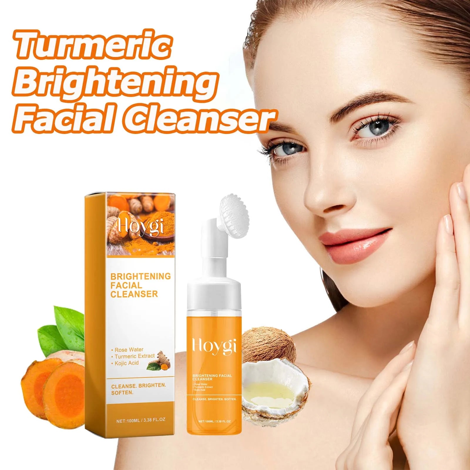 Turmeric Cleanser Deeply Cleansing Kojic Acid Blackhead Remover Skin Cleansing Oil Control Fade Acne Marks Brighten Foam Cleanse Qme