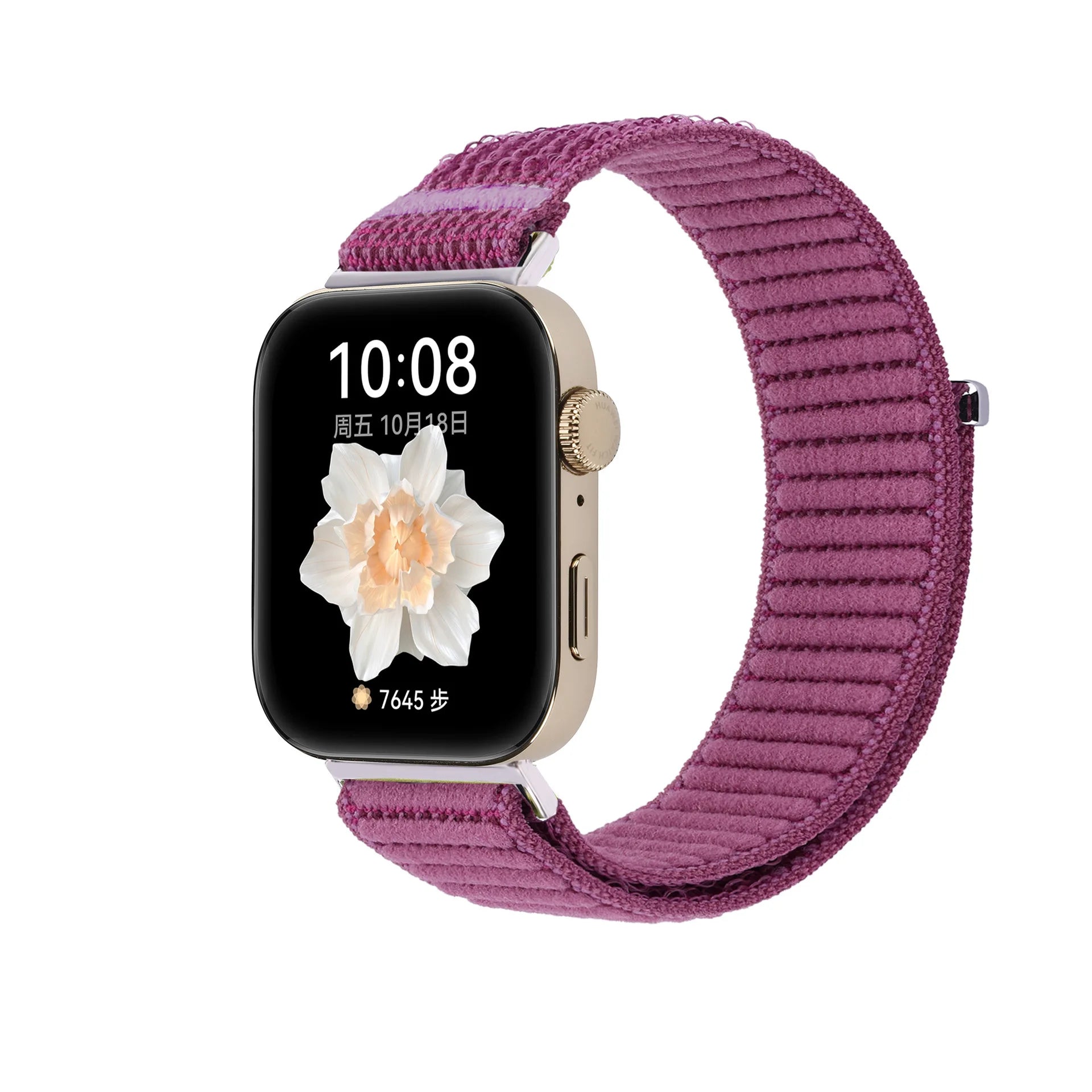 A Adjustable Breathable Nylon Woven Watchband with Stylish Metal Buckle for Huawei Watch Series - Replacement Wrist Band Qme dragon fruit color