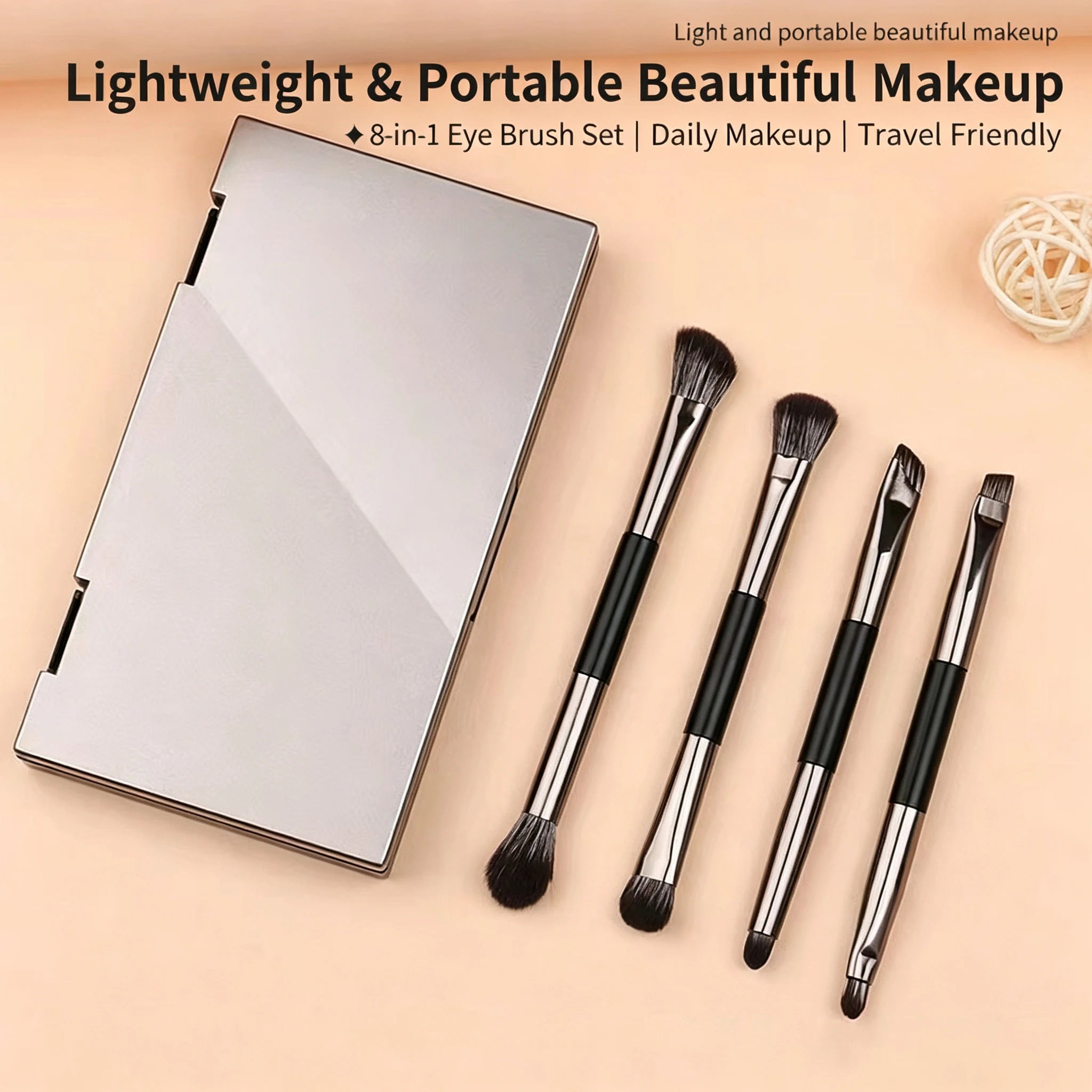 4-piece Double-headed Eye Shadow Brush Mirror Portable Nose Concealer Qme