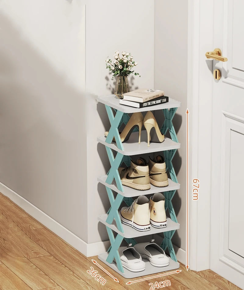 Multifunctional Shoe Cabinets Free Splicing Storage Rack Detachable Shoe Storage Saving Space Household Door Shoe Organizer Rack Qme 5th Blue color
