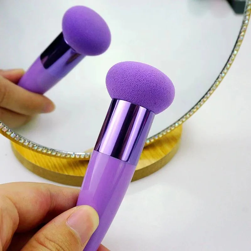Mushroom Head Makeup Brushes Powder Puff Cosmetic Sponge Handle Women Qme