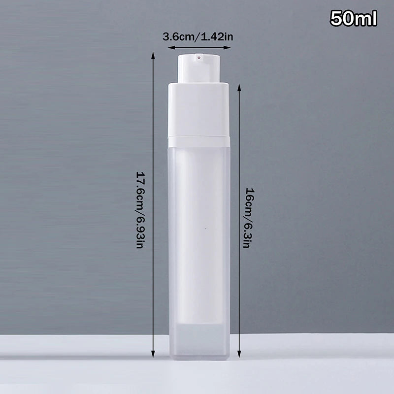 15 30 Square Vacuum Bottle Press Lotion Empty Dispensers Liquid Qme 50ml Frosted