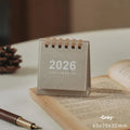 Mini Desk Calendar 2026 Small Standing Flip Weekly Creative Coil Qme grey