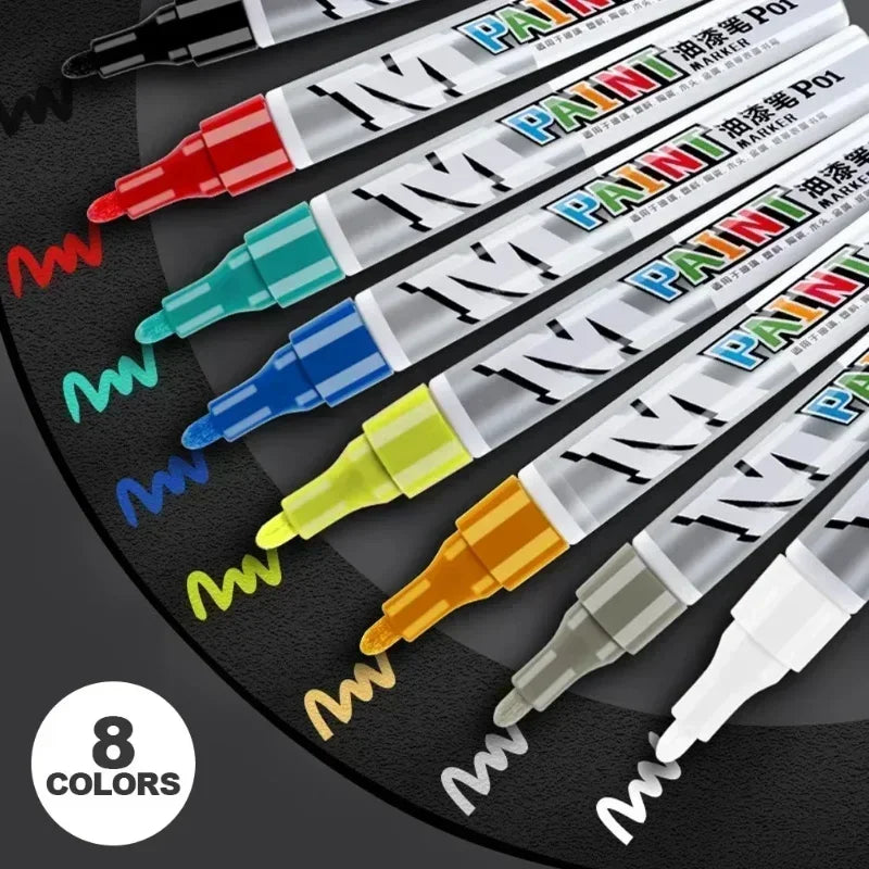 Car paint scratches repair brush pen waterproof water paint marker pen car tire tread care automotive black white red silver Qme