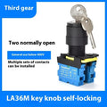 12v 220v 10A 2/3 Position 1/2NO 1/2NC On Off Knob Button Rotary Switch Selector With Keys 22mm LA36M Key Switch Qme 3gear 2NO