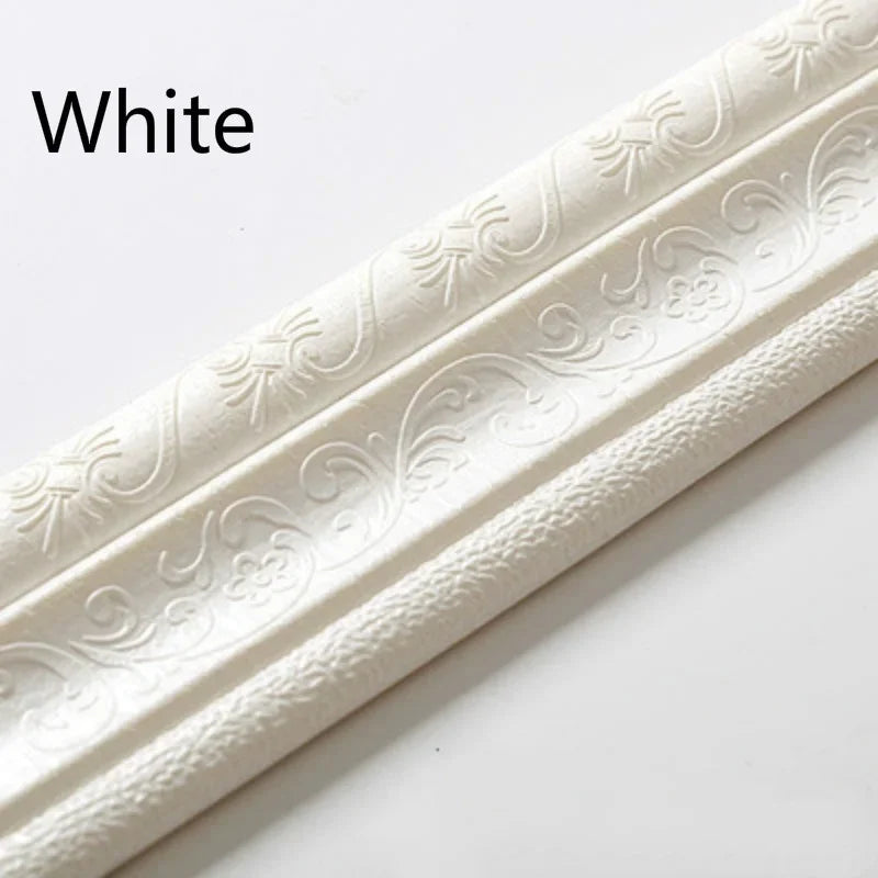 3D Self Adhesive Wall Sticker Waterproof Edge Banding Strip Corner Qme WHITE