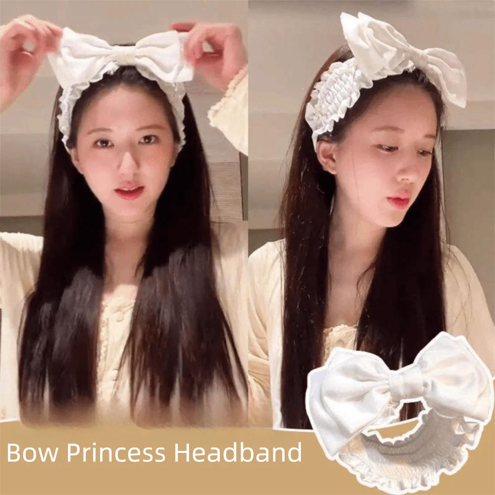 Durable Wash Face Bow Headband Double-layered Lace Washing Face Hairband Versatile Makeup Face Washing Tools Beauty Salon Qme
