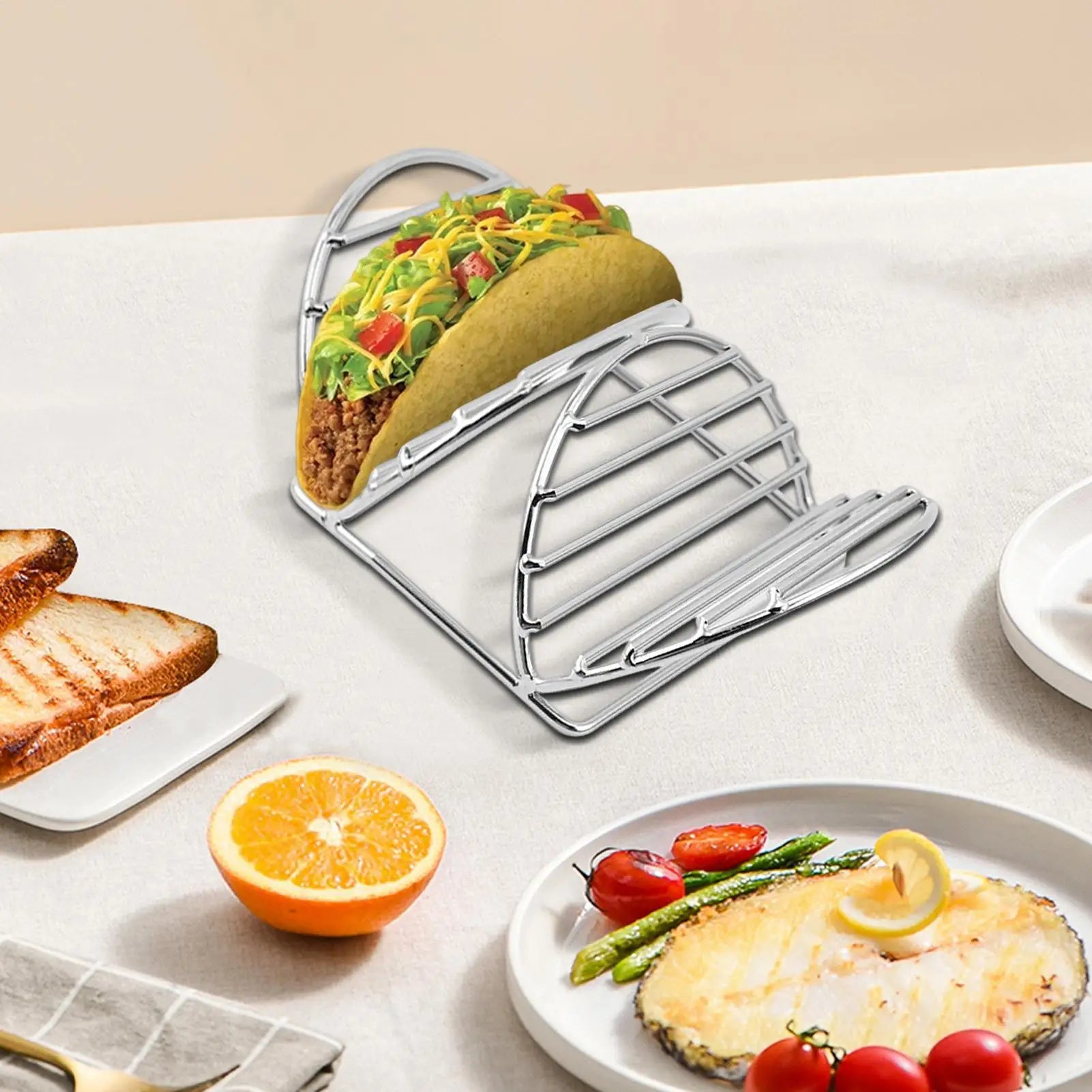 Taco Holder Stainless Steel Kitchen Supplies Metal Tortilla Rack for Entertainers Home Cooks Parents Parties Gatherings Holidays Qme