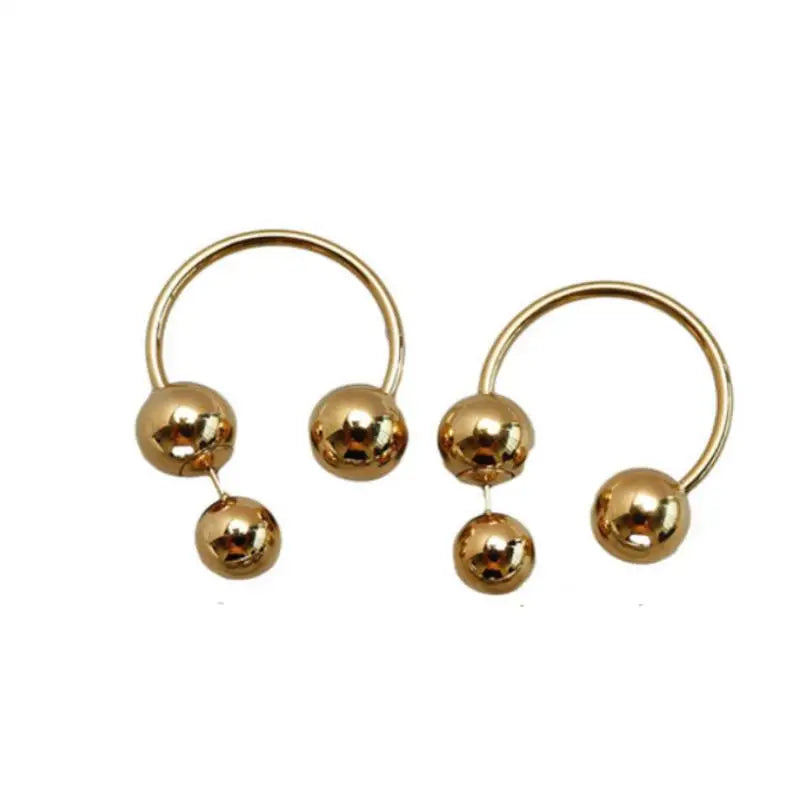 Fashion Temperament Charm Metal Hoop Earring Personality Round Bead Ball Dangle Earring For Women Girls Jewelry Gift Qme Silver