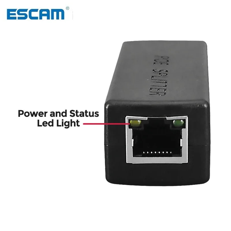 ESCAM DC 48V to 12V POE Adapter Injector POE Splitter Connector IEEE802.3af 10/100M For IP Camera VoIP Phone AP 15.4W Output Qme
