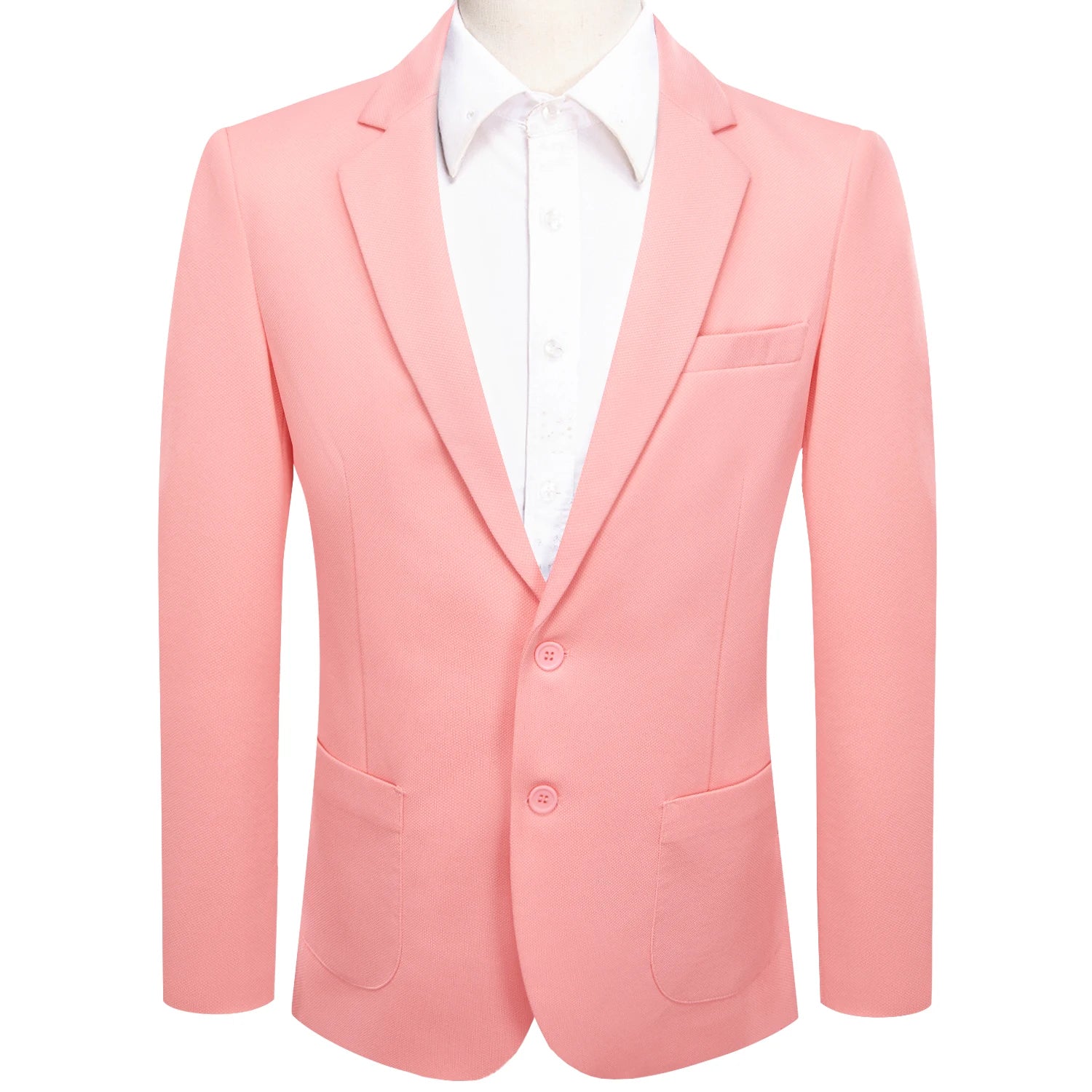 Men's Pink Casual Blazer 2 Button Notched Lapel Suit Jacket, Lightweight Business Formal Blazer Wedding Prom Party Spring Summer Qme XX-1067 S