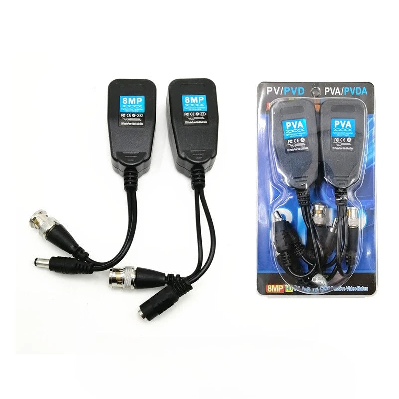 5Pairs Coaxial/Analog HD Twisted Pair Power Transmitter Network Cable Power Supply Transceiver Power Video 2-in-1 Qme Black