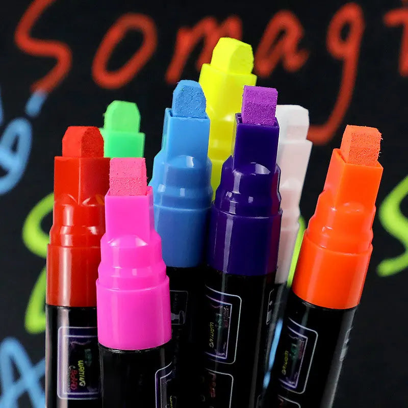 8pcs/set LED Highlighter Fluorescent Marker Pens Erasable Chalk 7/8/10mm Stationery For LED Writing Board Painting Graffit Qme