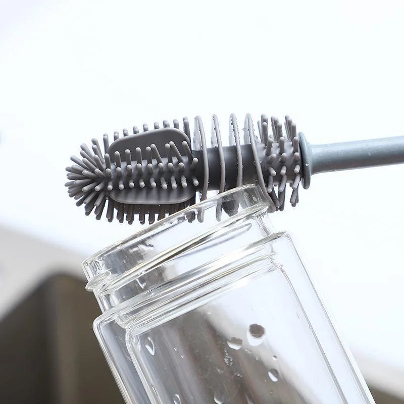 Silicone Cup Brush Milk Bottle Cleaning Brush Long Handle Water Bottles Cleaner Glass Cup Cleaning Brush Kitchen Cleaning Tools Qme