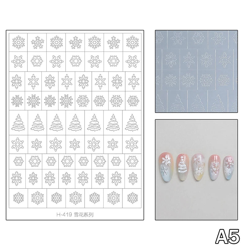 Airbrush Stencil Nails Winter Snowflake Snow Tree Christmas Decors Qme A5