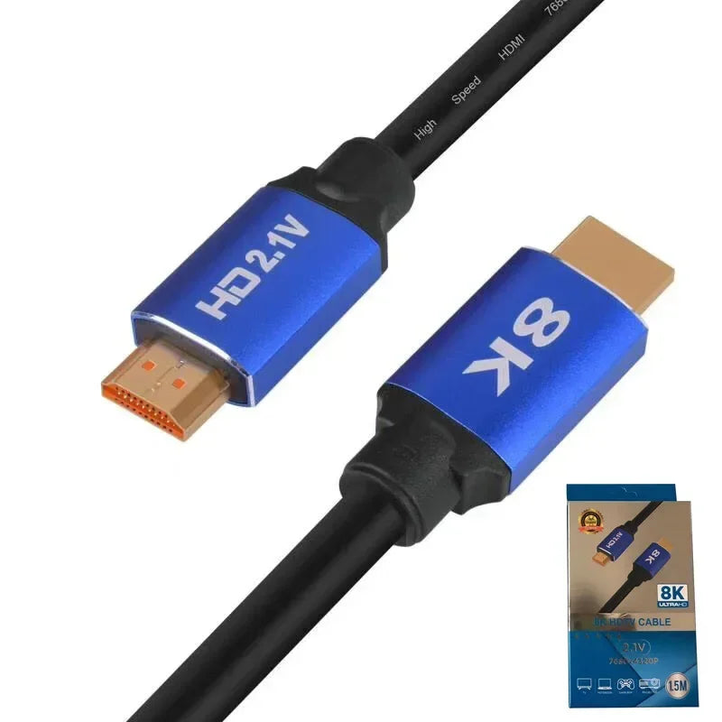 1.5m V2.1 Cable 8K 60Hz 4K 120Hz 48Gbps ARC HDR Video Cord for Amplifier TV PS4 PS5 NS Projector High Definition Qme