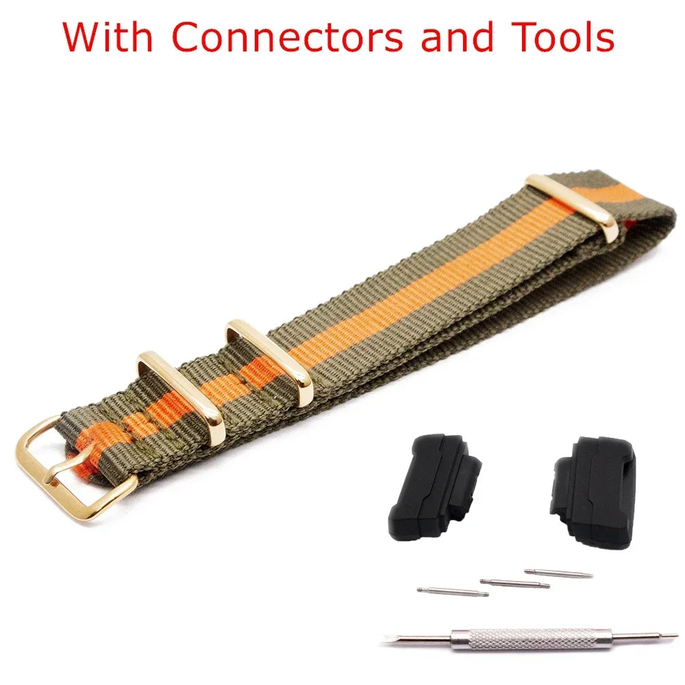 Nylon Watch Strap for Casio G-Shock GA100 GA120 GA110 GA400 Men Women Gold Buckle Replacement Watchband Bracelet Qme 2Green 1Orang 22mm