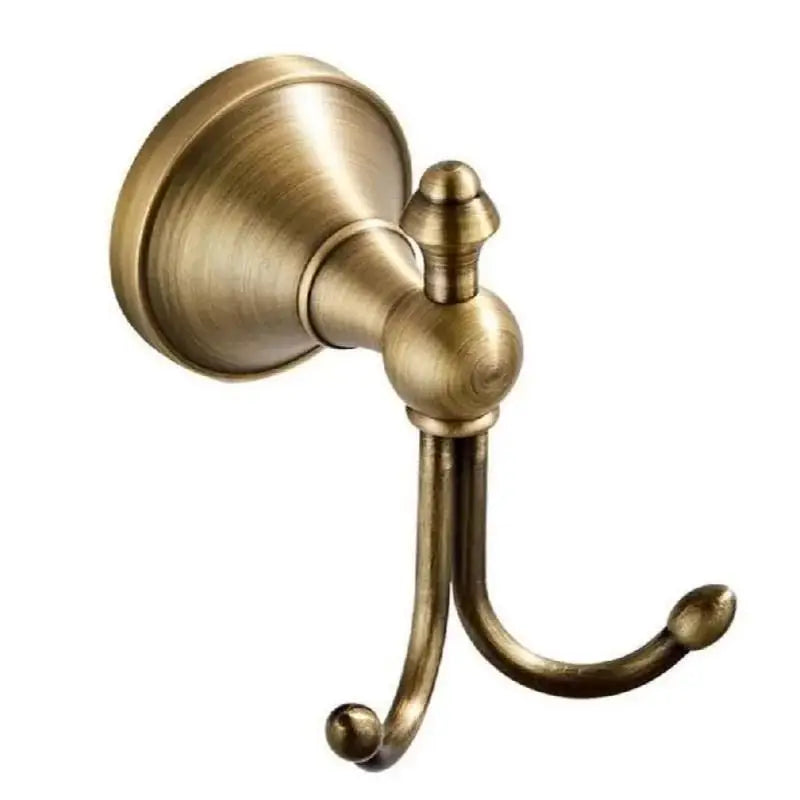 Vintage Wall Mounted Towel Hook Antique Brass Double Robe Coat Hanger Bathroom Kitchen Door Hook Hardware Accessory Qme A