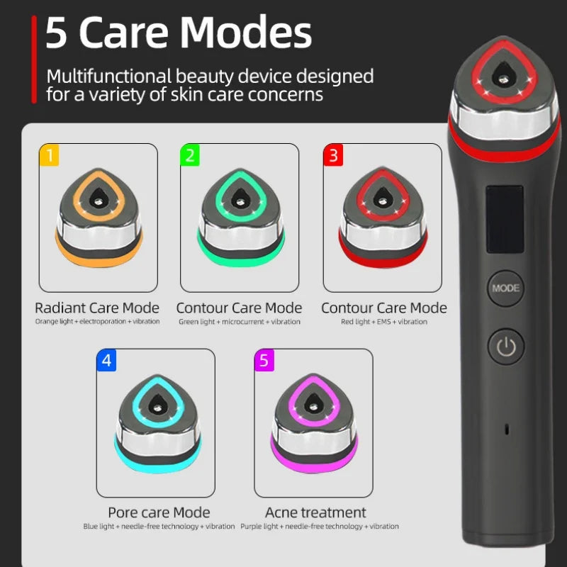 5 Colors Booster Pro LED Facial Light Therapy Eye Beauty Wand Red Light Eye Massager For Skincare & Blue Rejuvenation Tool Qme