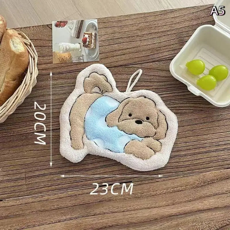 Soft Quick Drying Kitchen Bathroom Household Cartoon Cats Dog Hand Qme A5