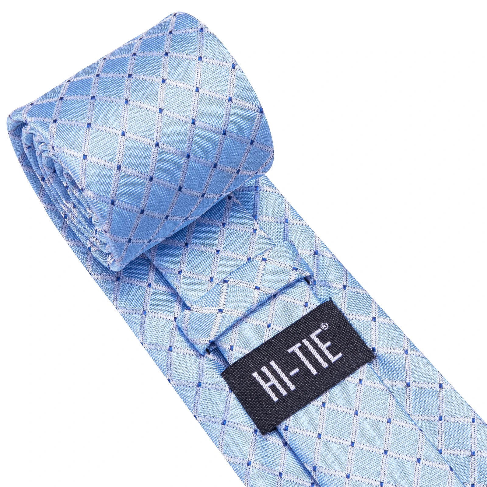 Hi-Tie Fashion 8.5cm Plaid Dots Men's Elegant Tie Handkerchief Cufflinks Set Wedding Party Accessories Gift for Men Gravats Qme