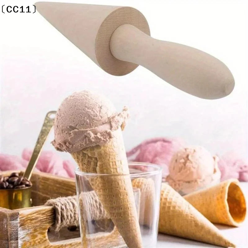 Wooden Ice Cream Cone Mold DIY Kitchen Tool Waffle Cake Croissant Qme