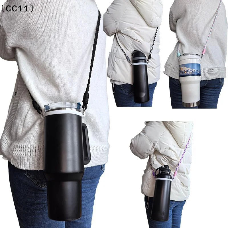 Braided Crossbody Strap Insulated Cups Water Bottle Shoulder Cup Qme