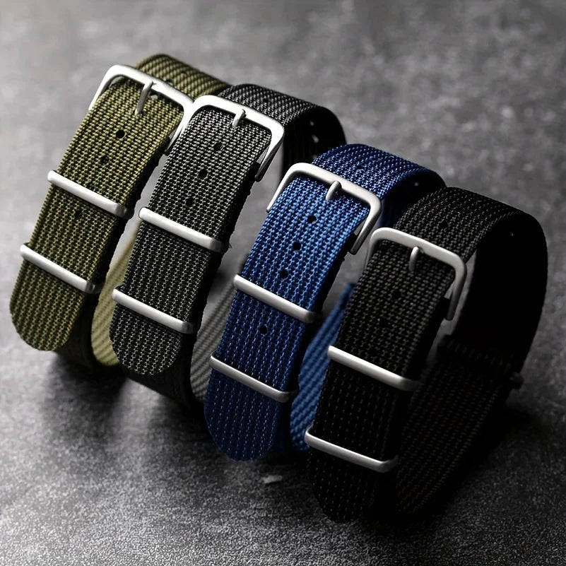 Nylon Watch Strap 22mm Canvas Replacement Watch Band Stainless Steel Buckle Waterproof Sports Wristband For Men Women Watches Qme