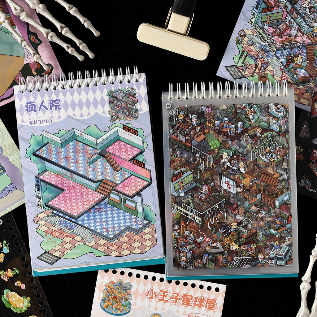 Gothic Horror Diorama Theme Sticker Book Stress Relieving Game for DIY Scrapbooking Journal Phone Case Decoration Qme