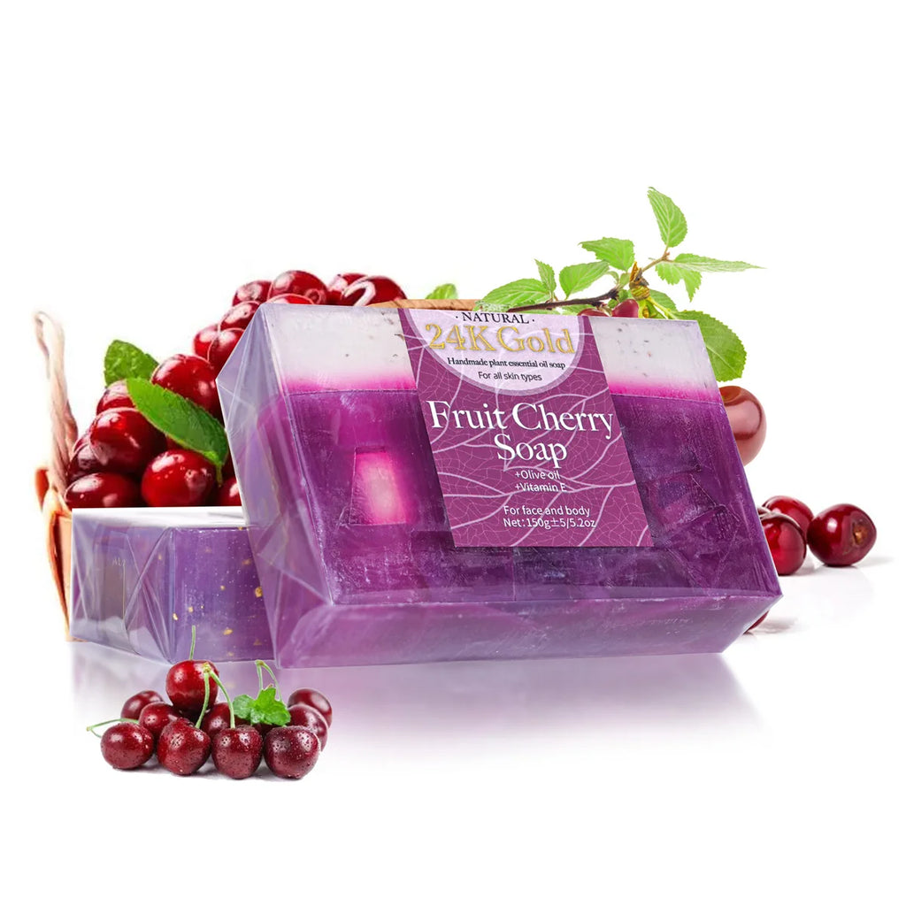 Fruit Cherry Aroma 150gYT Essential Oil Soap Added 24K Gold Leaf Qme Fruit cherry