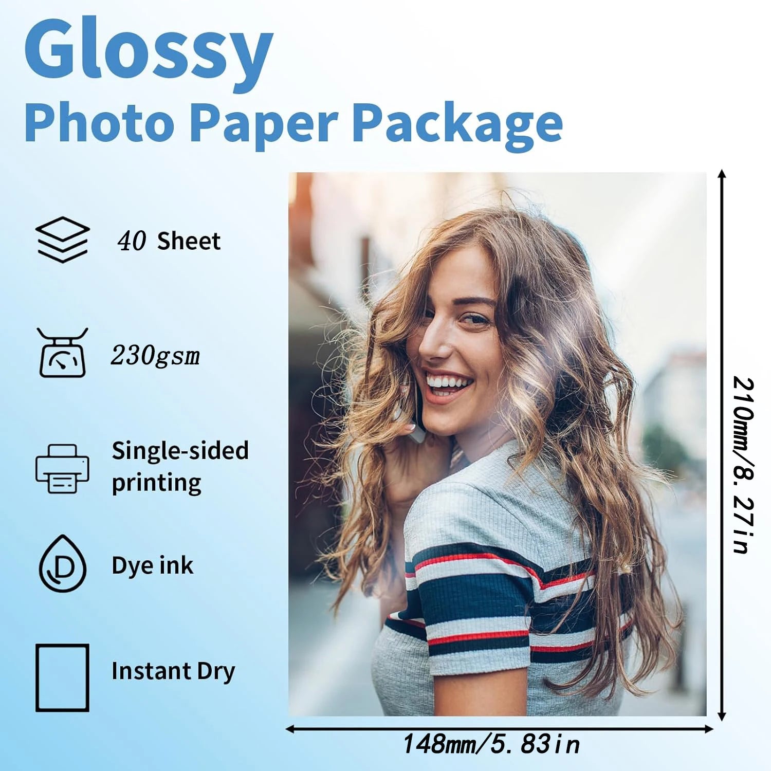 A5 Photo Paper , Waterproof Glossy for Photo Paper，A5 Size 230gsm Waterproof Embossed Card Paper Inkjet Photo Paper Qme