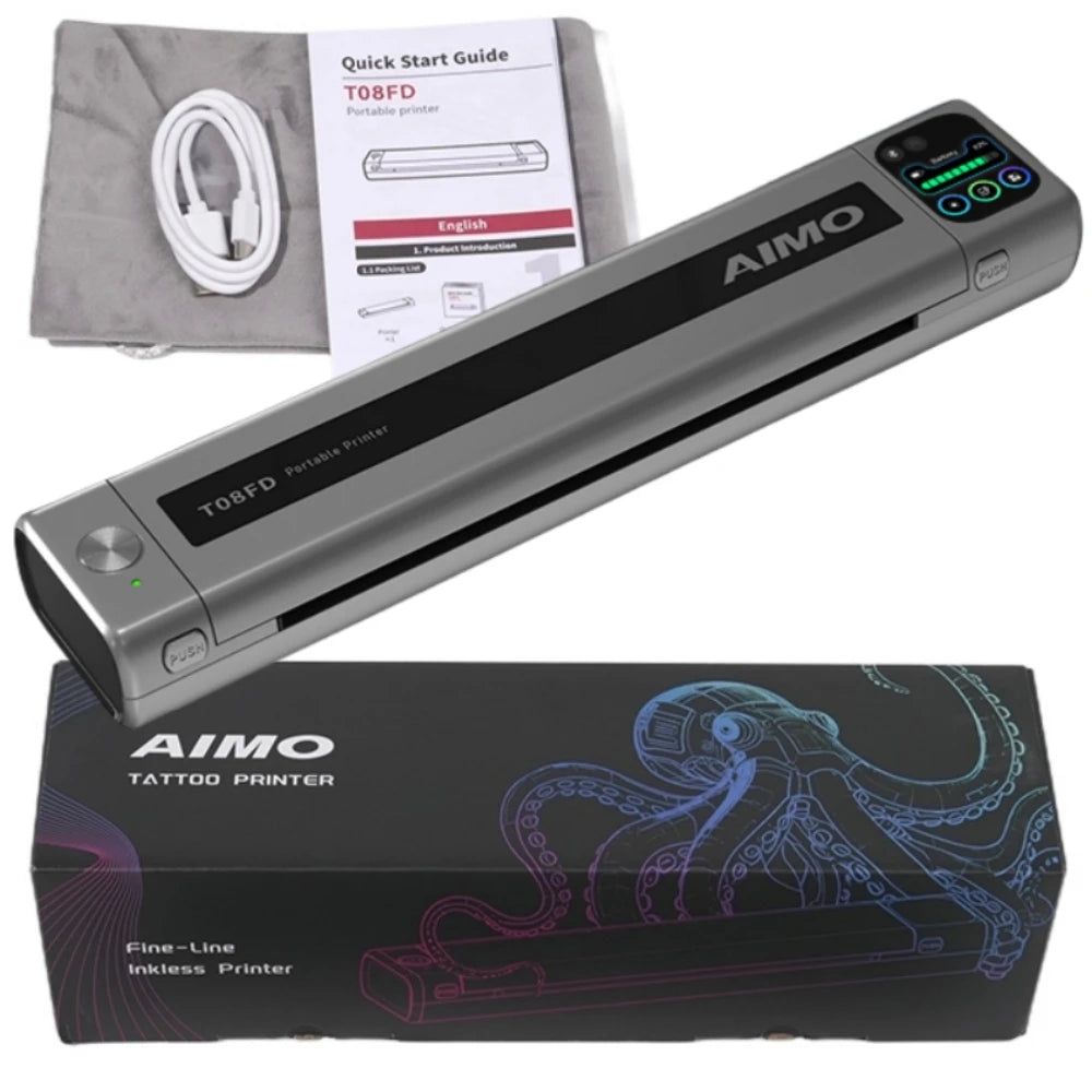 AIMO T08FD Wireless Tattoo Thermal Transfer Printer Copier Machine Transfer Paper Compatible With Smartphone & PC Qme