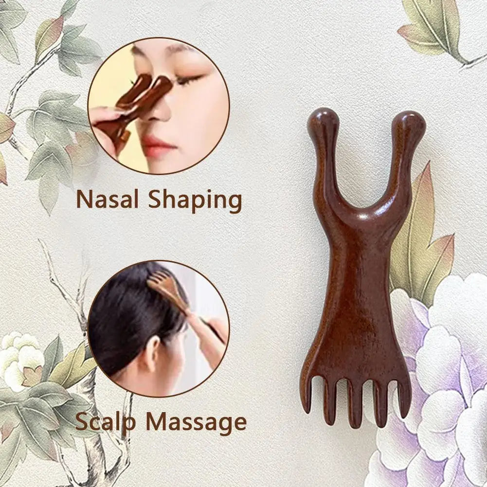 Natural Sandalwood Deer Antler Five Paws Massage Comb Meridians Dredging Scalp Facial Massage Comb Gifts For Family And Friends Qme