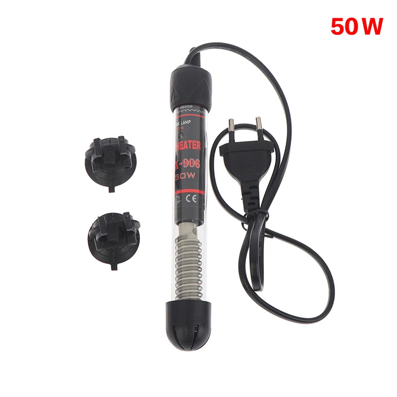 EU Plug Adjustable Temperature Thermostat Heater Rod Glass Aquarium Heater 25-300W Submersible Fish Tank Water Heating Rod Qme EU 50W