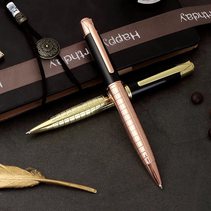 1 Pc Business High-end Metal Rotating Ballpoint Pen, 1.0mm Medium Ball Point Black Ink,Durable,Smooth Writing Office Supplies Qme