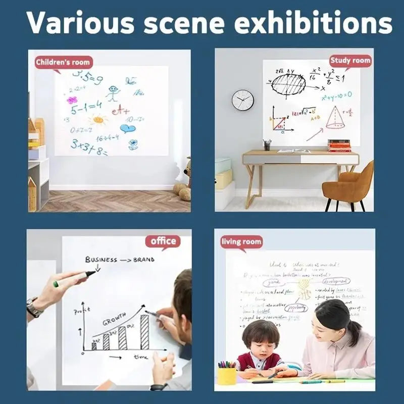 Electrostatic Whiteboard Wall Decal 45x60CM Static Cling Reusable Qme