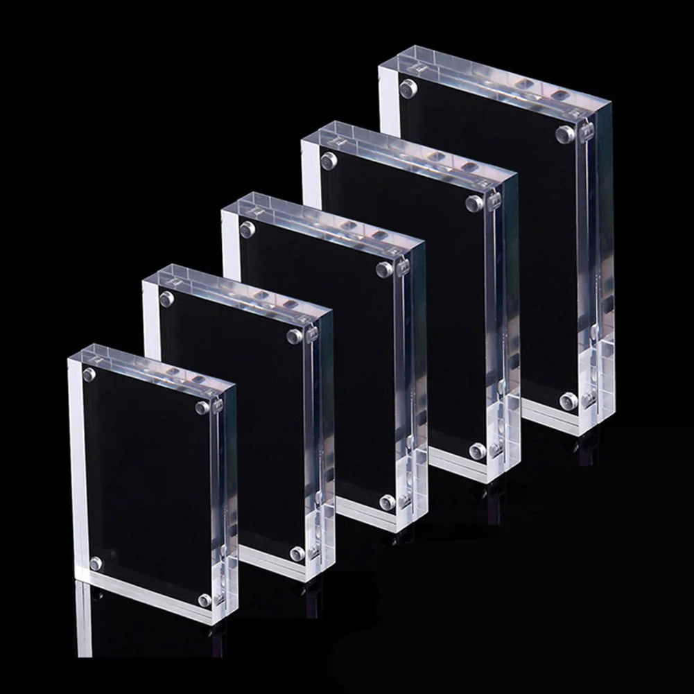 Transparent Acrylic Display Board Magnetic Double Sided Photo Frame Clear Crystal Poster Desk Show Stand Desktop Decor For Home Qme