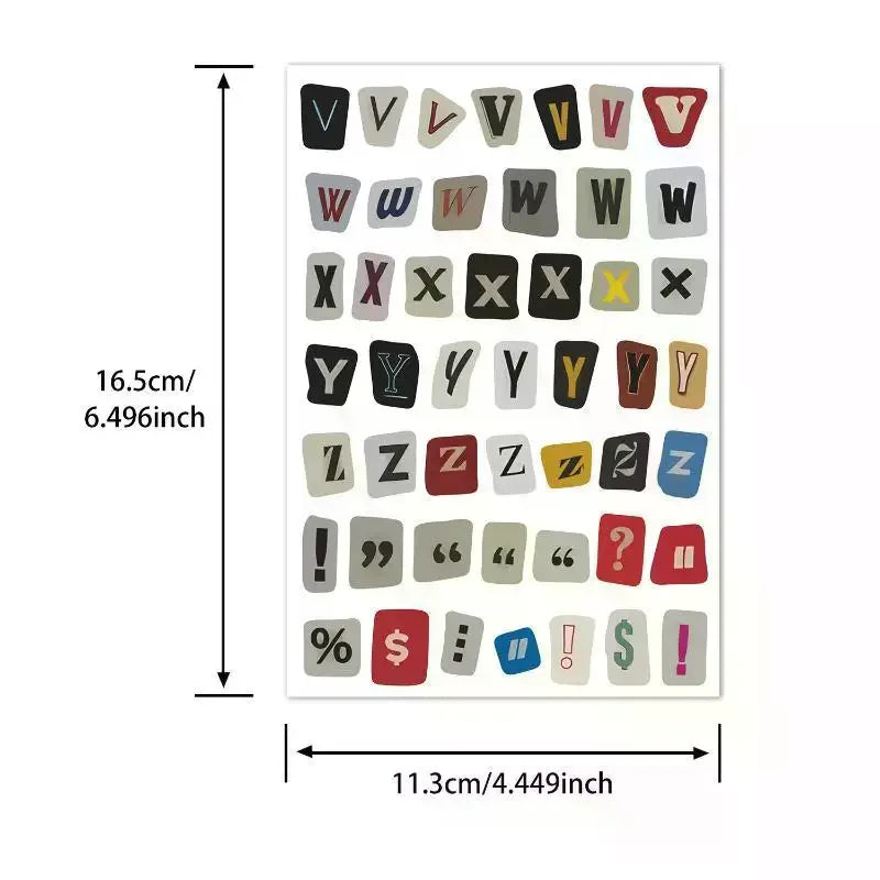 Vintage English Alphabet Stickers Self-adhesive Easy Peel Decals 100+ Qme