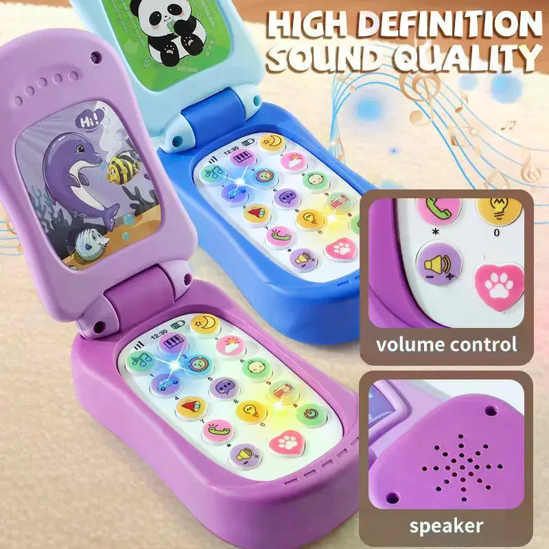 Animated Flip Phone Kids Early Learning Toy Educational Music Qme