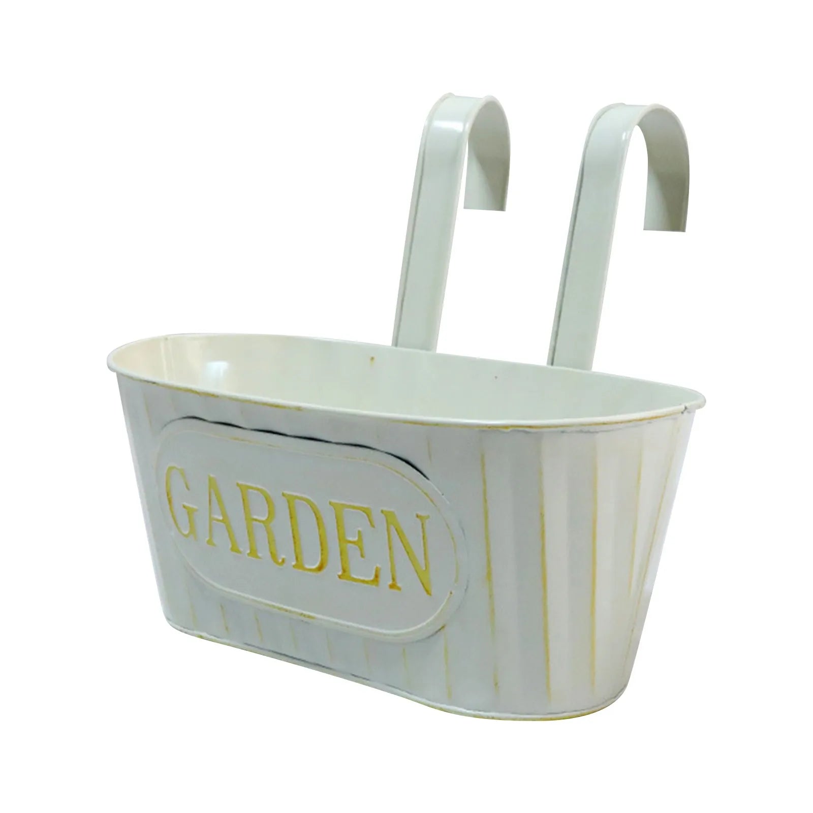 Home Garden Metal Iron Hanging Flower Pots Decks Railings Fence Buckets Boho Wall Mount Holder Hooks Removable Handle Qme A