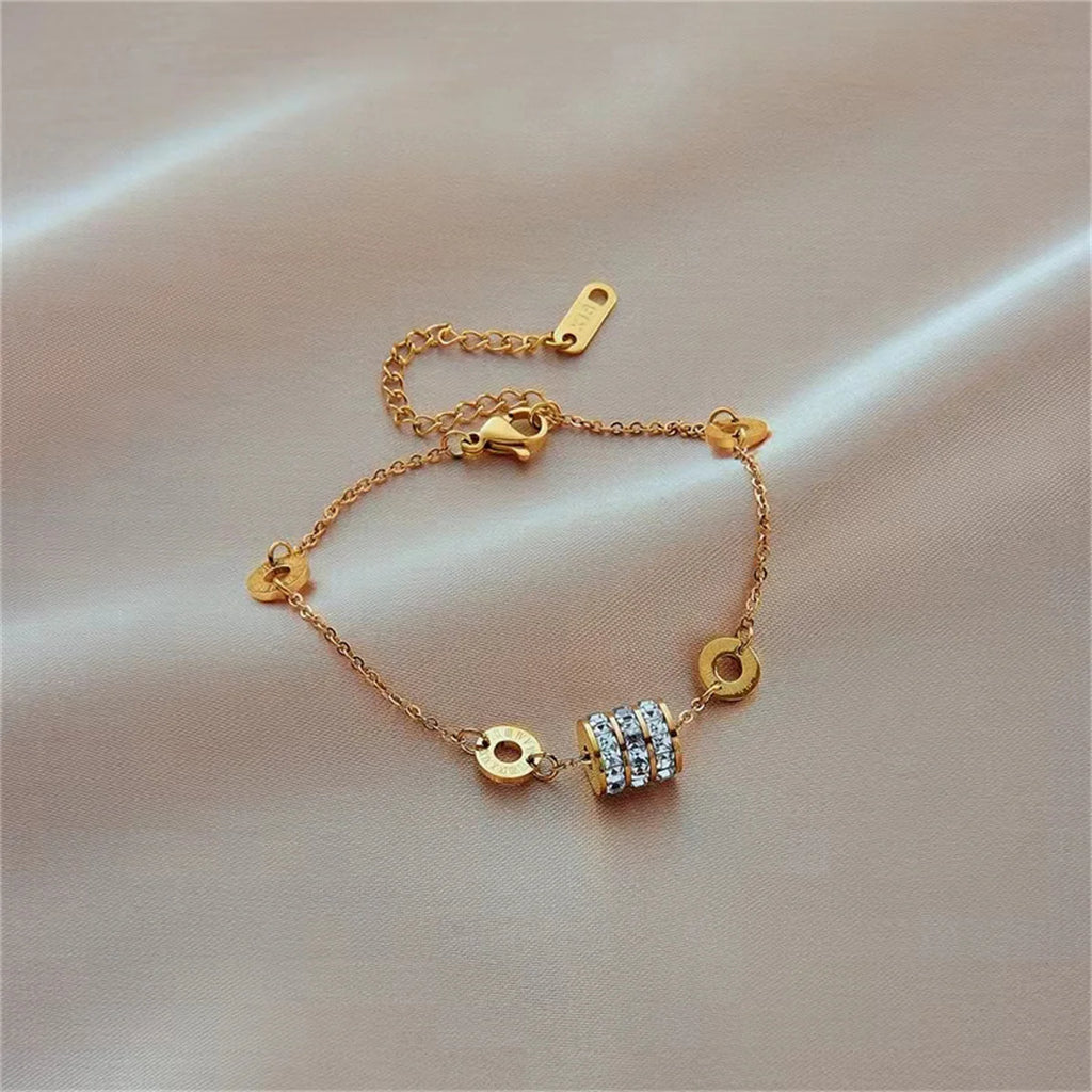 Titanium Steel Bracelet Butterfly Flowers Double-layer Design For Women Gold Color Adjustable Bracelet Fashion High-end Jewelry Qme