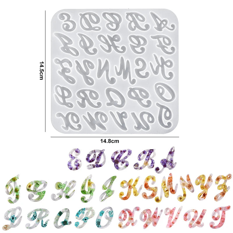 Alphabet Resin Silicone Mould Resin Letter Number Molds Alphabet Keychain Molds for DIY Keychain Jewelry Pendant Making Qme 5