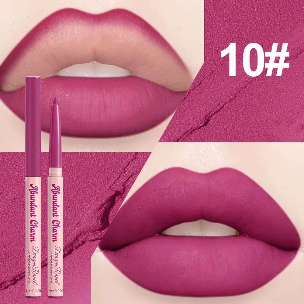 12 Colors Matte Lip Liner Pen Nude Pink Lip Contour Stick Waterproof Long-Lasting Outline Non-Drying Automatic Lipstick Makeup Qme 10