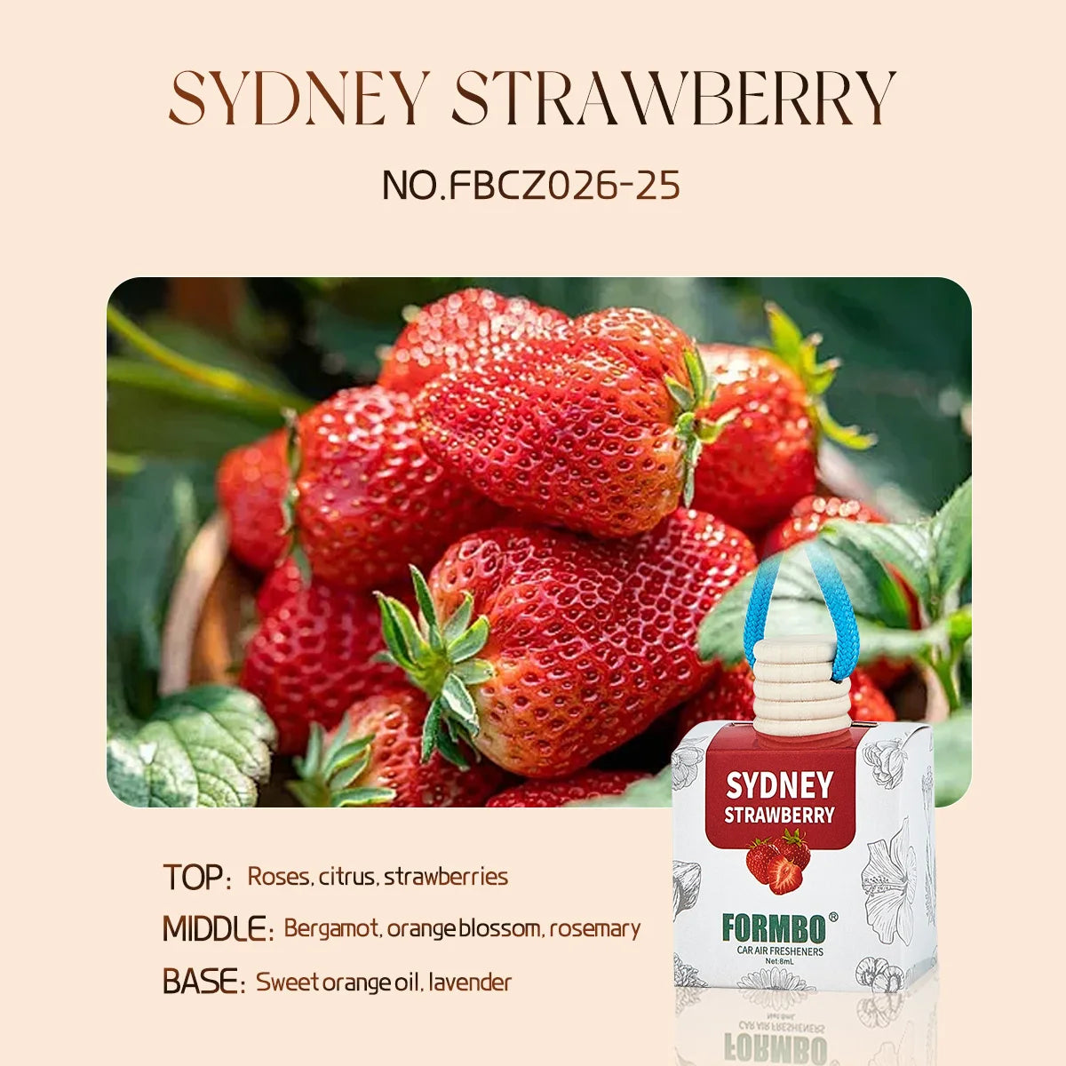 Essential Oil Car Air Freshener Lasting Fragrance Home Decoration Qme SYDNEY STRAWBERRY