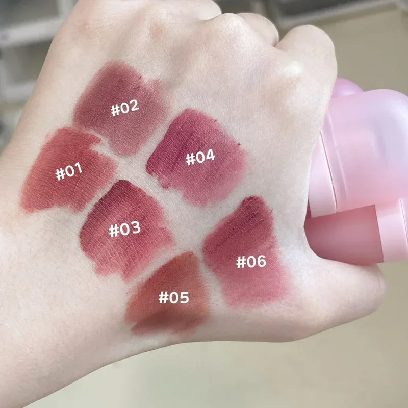 Red Brown Matte Velvet Lip Gloss Waterproof Liquid Lipstick Non-stick Cup Lips Tint Mud Makeup Rose Peach Lip Glaze Cosmetics Qme