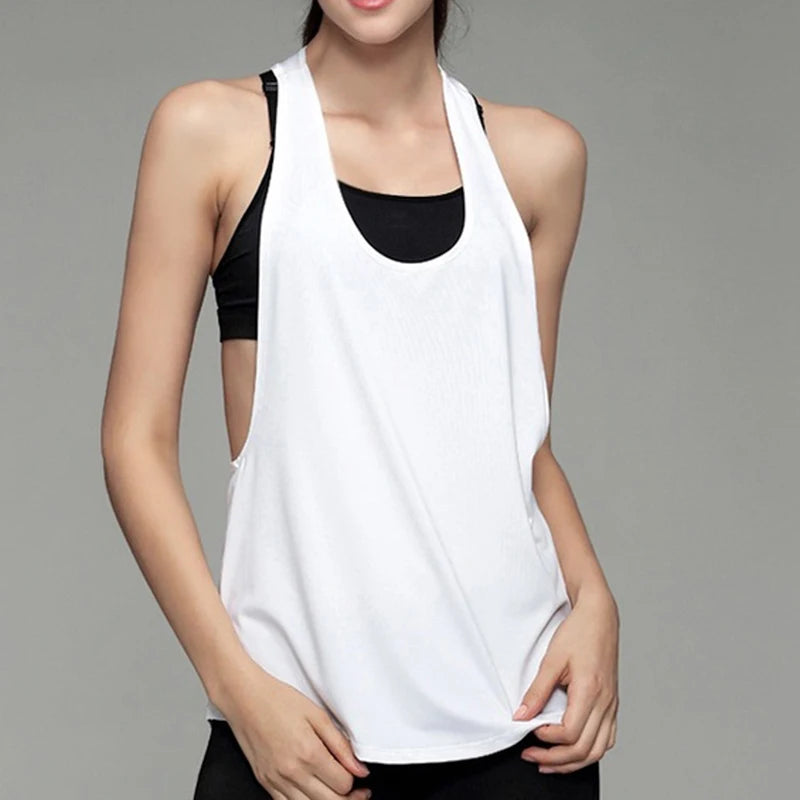 Women's Tank Tops Blouse Loose Sleeveless Shirt Gym Yoga Vest Training Running Vest Women Gym Tank Top Lady Fitness Sport Shirt Qme Wt L